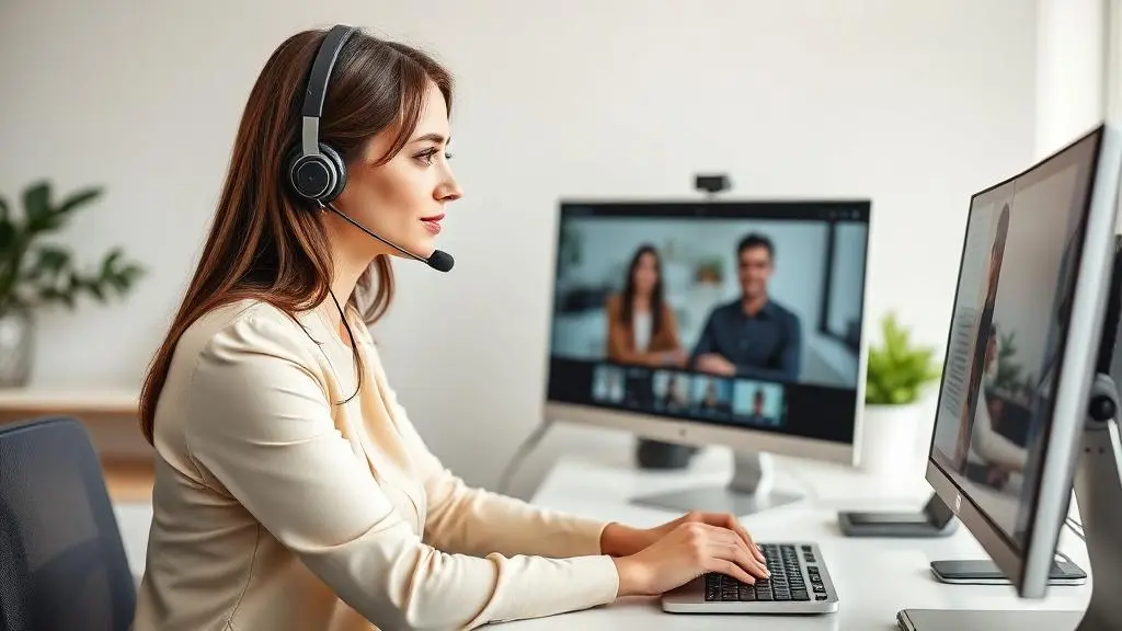 Professional remote interpreter using headset and computer for video and over-the-phone interpretation services